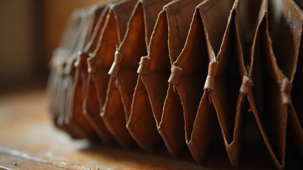 Close-up of antique accordion bellows