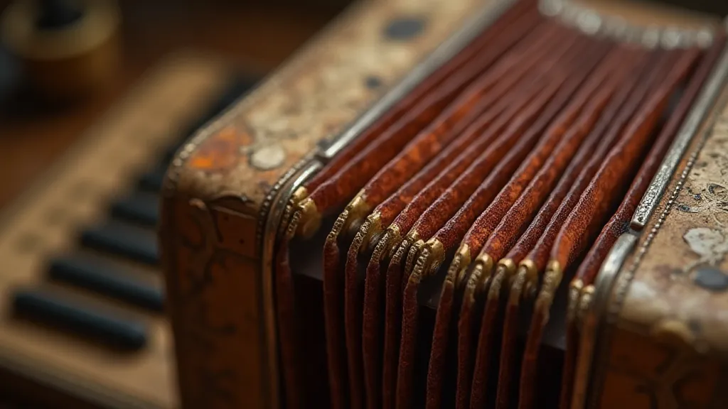 Vintage accordion bellows, showing signs of age.