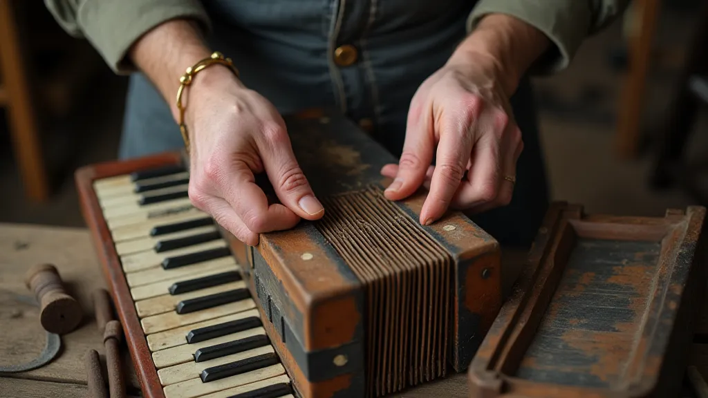 Accordion craftsman at work