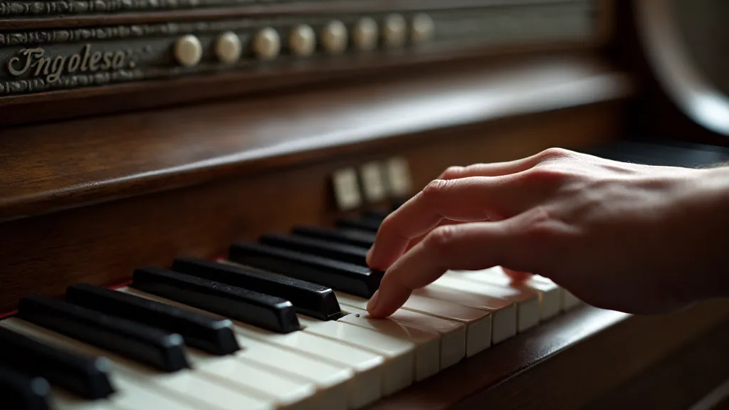 Restored antique accordion keyboard