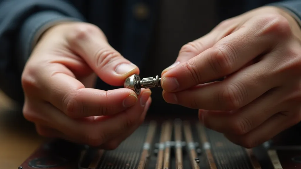 Craftsman working on accordion mechanism