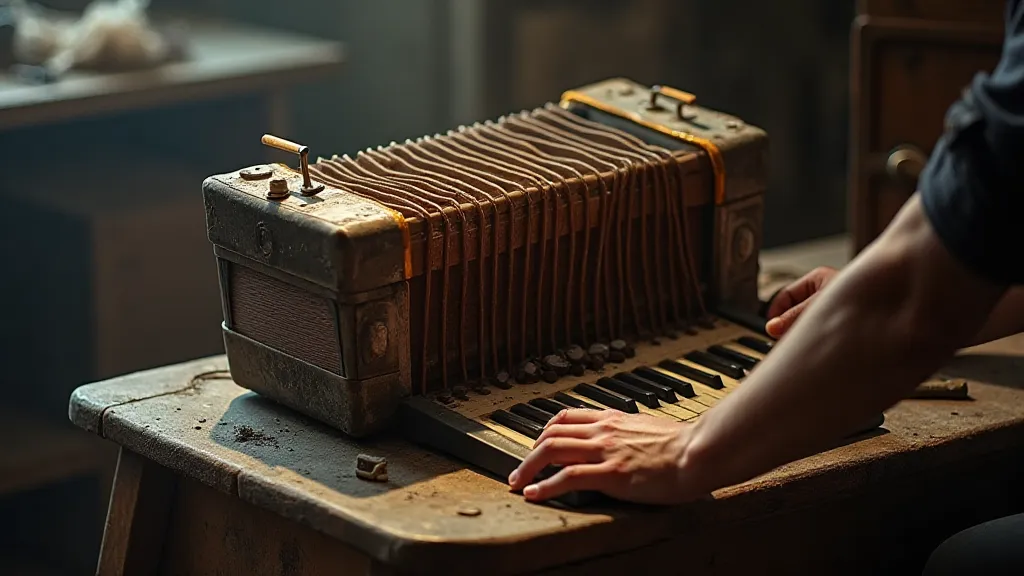 Antique accordion under repair