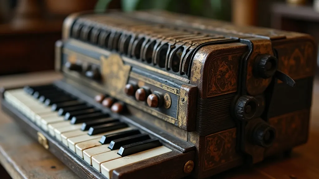 Antique accordion partially disassembled