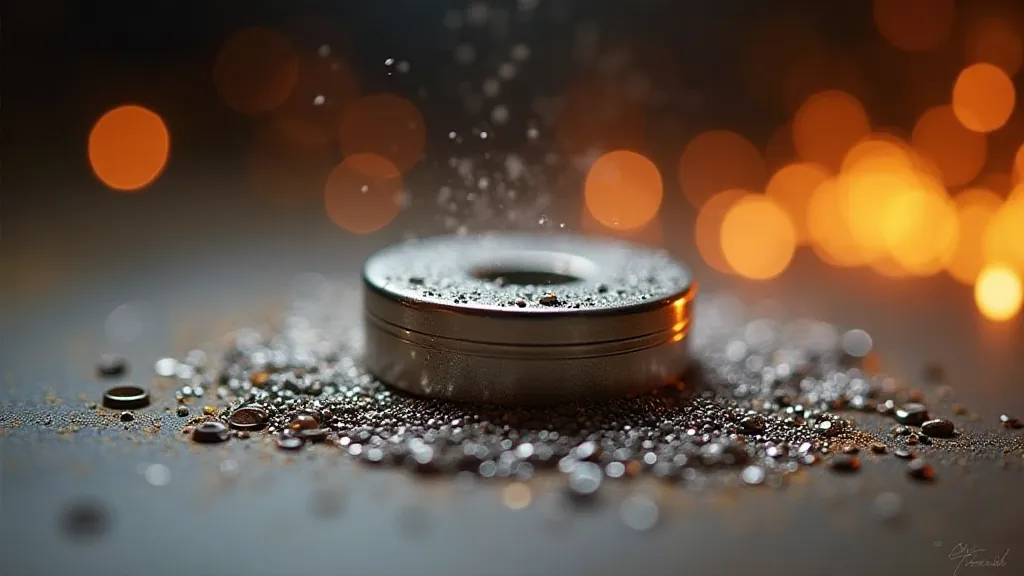 Neodymium magnet and steel filings pattern