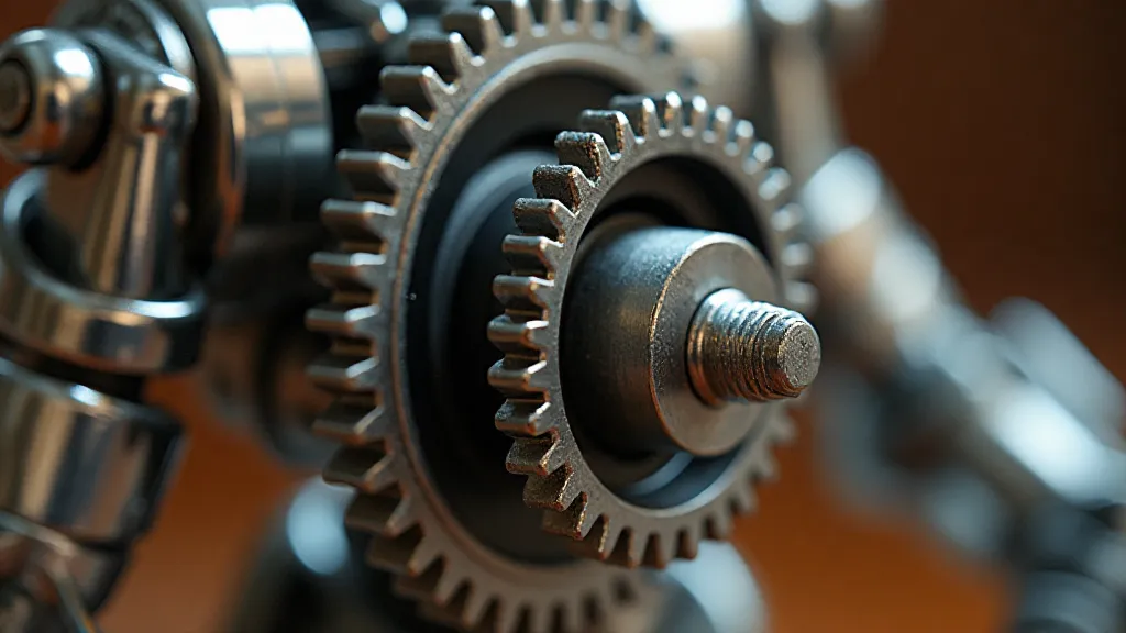 Close-up of robotic sculpture gear
